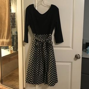 Jessica Howard blk w/white polka dots shimmer/sz16